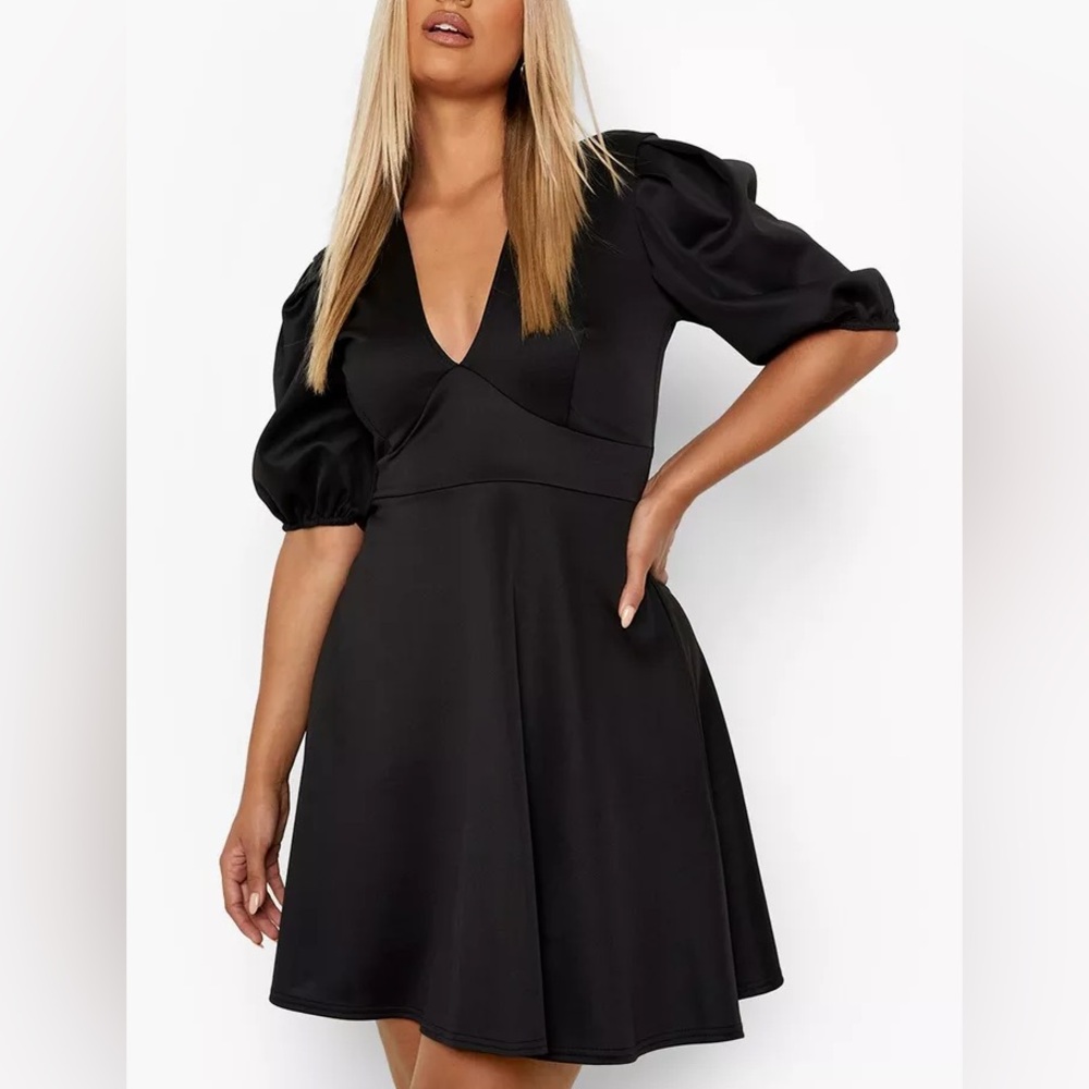 Boohoo Puff Sleeve Dress